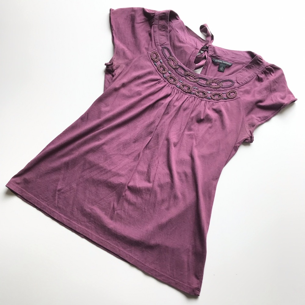 Banana Republic Purple Embellished Beaded Top Sz 2